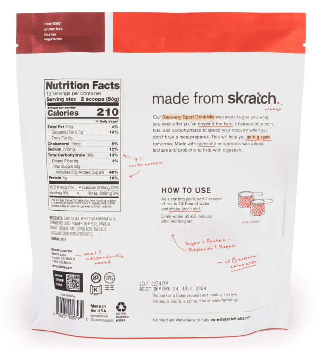 Skratch Sport Recovery Drink Mix Strawberries + Cream 600g