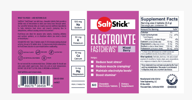 Saltstick Fastchews Bottle - Mixed Berry Supplement Facts