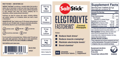 Saltstick Fastchews Bottle - Coconut Pineapple Supplement Facts