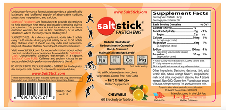 Saltstick Fastchews Bottle - Orange Supplement Facts