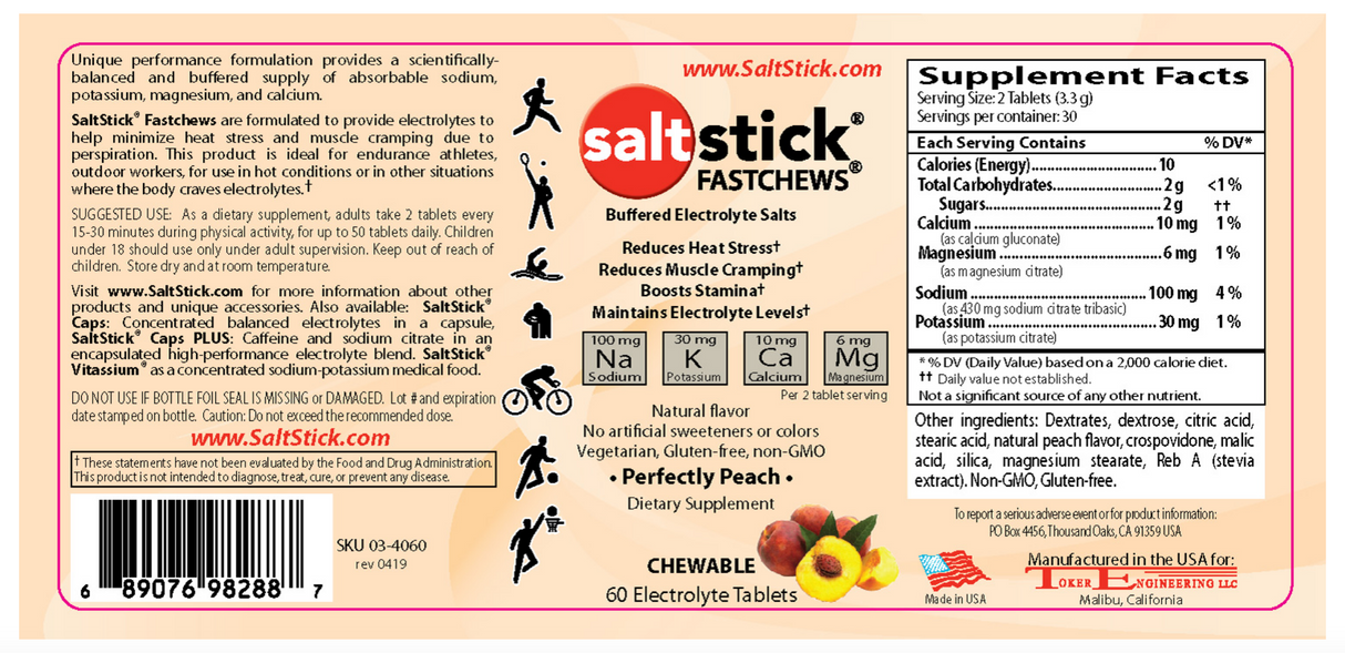 Saltstick Fastchews Bottle - Peach Supplement Facts